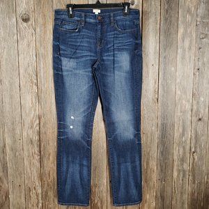 J. Crew Factory Size 27‎ Women's Blue Distressed Ripped Jeans Mid Rise